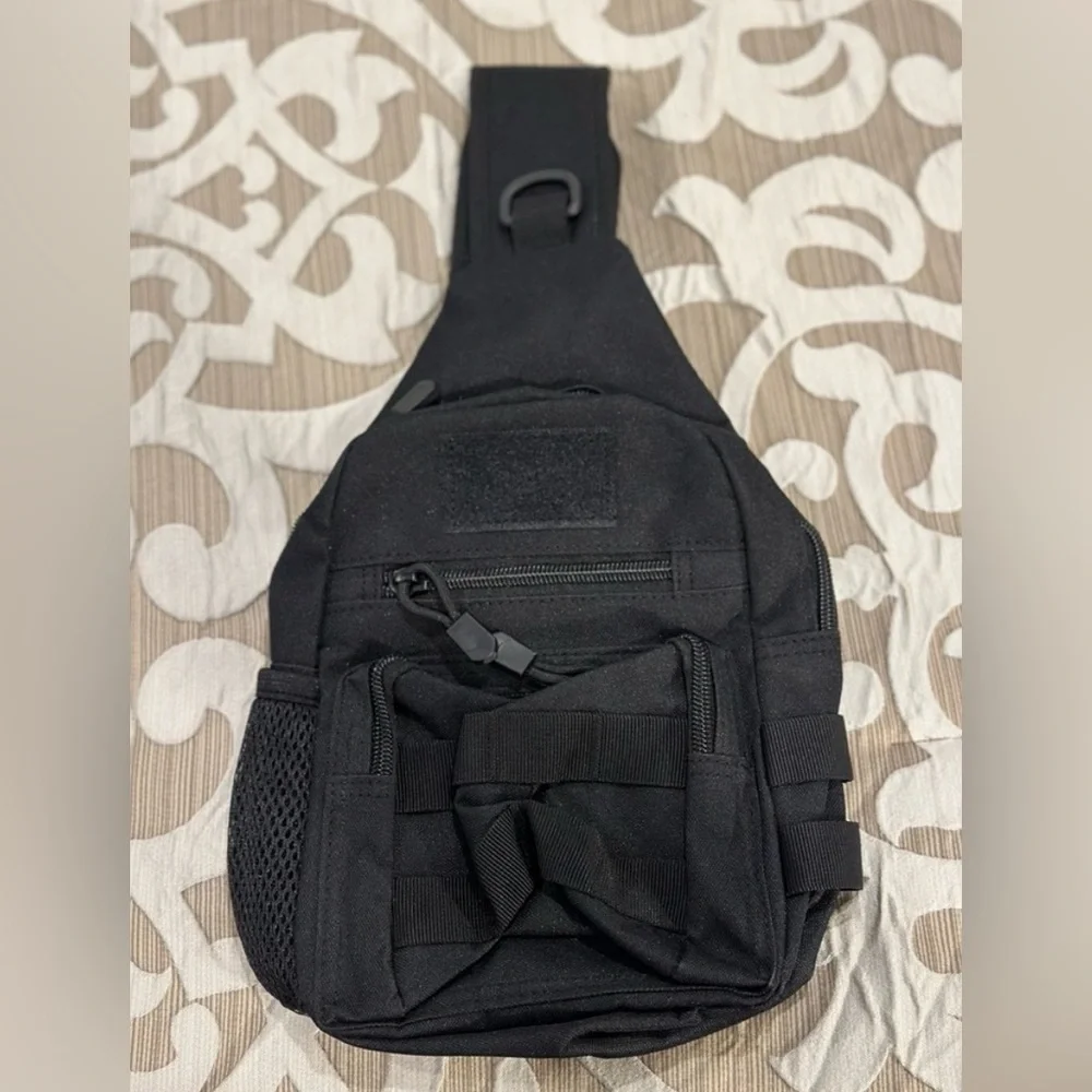 Tactical Black Unisex CrossBody Sling Backpack